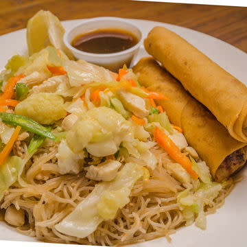 Pancit /Filipino Noodles with 3 Egg Rolls