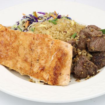 Hibachi Plate - Alaskan Salmon + Steak - half