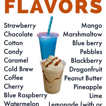 Slushie 20 flavors to choose from 