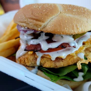 CheddR ChiKn Bacun Ranch+Just Egg w/ Fries 