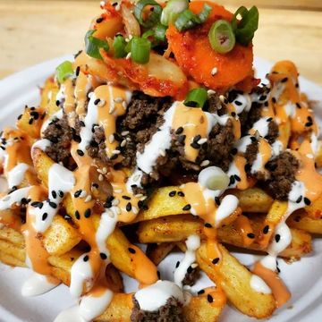  Loaded Beef Curried Kimchi Fries 