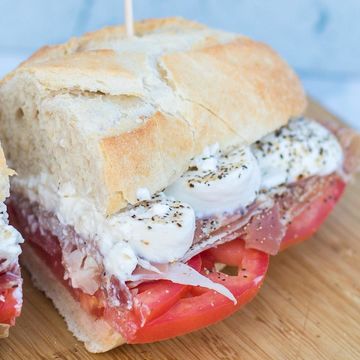 Prosciutto, Burrata & Mozzarella Sandwich 