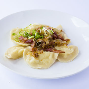 Potato Dumplings  with Grilled Onion or Bacon 