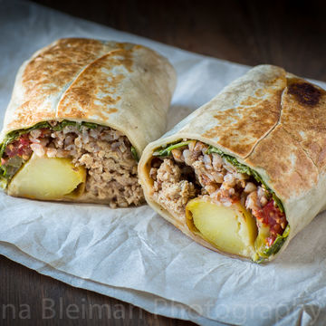 RUSSIAN BURRITO - BBQ PULLED CHICKEN / BBQ PULLED PORK/ ROASTED MUSHROOMS AND PEPPERS