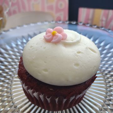Red velvet cupcake only shown, all flavors available as cupcake only