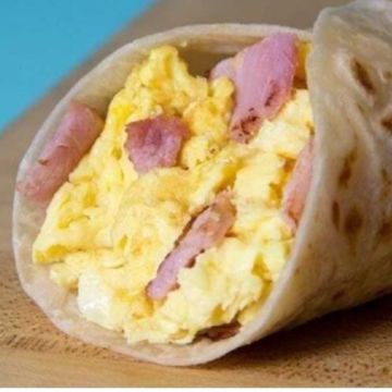 Ham & Egg Burritos (2) you can add: refried beans, potatoes, and cheese