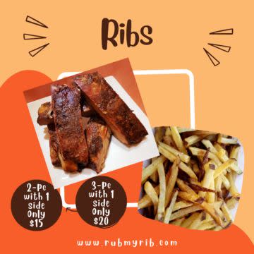 2pc Smoked Pork Ribs with 1 side