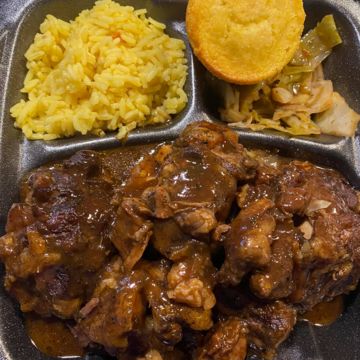 Jerk Oxtail w/ 2 Sides & Muffin 