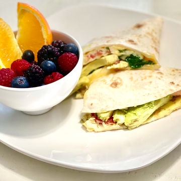 Egg White, Spinach, and Avocado Quesodilla