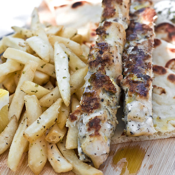 Chicken Kalamaki Skewers Combo Plate