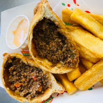 Beef Empanada with Yucca Fries 