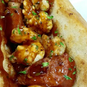 BBQ Hot Link & Shrimp Po'Boy