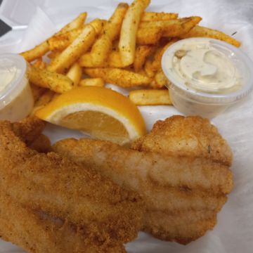 FRIED GROUPER PLATTER W/SIDE