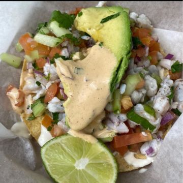 Tostada shrimp ceviche