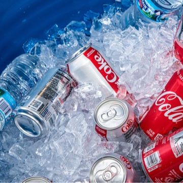 Delicious soft drinks and water