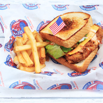 Red, White, and Blue Cheese Chicken Sandwich