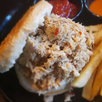Turkey BBQ Sandwich w/ slaw and Fries