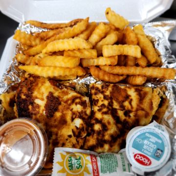 Turkey BBQ Quesadilla  and Fries