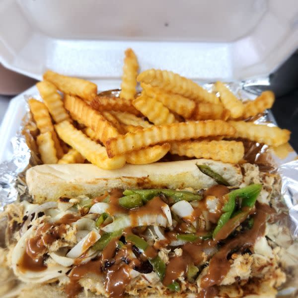 Turkey BBQ Cheesesteak and Fries