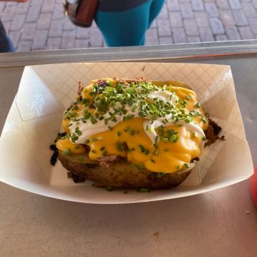 Baked Tater w/ Meat & Cheese Sauce