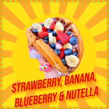 Banana & Strawberry with Nutella Waffle