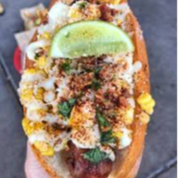 Elote Hotdog with bacon