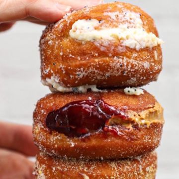 Stuffed Fried Bourbon Buttermilk Brown Butter Brioche doughnuts