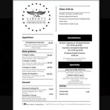 Example Menu for Thursday/Friday