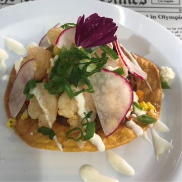 Shrimp Nachos (Tostada) w/ Fries 