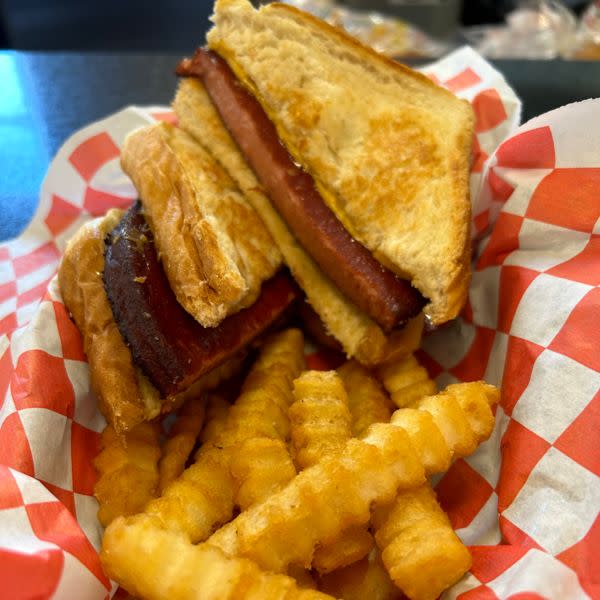 Fried Bologna Sandwich and Fries
