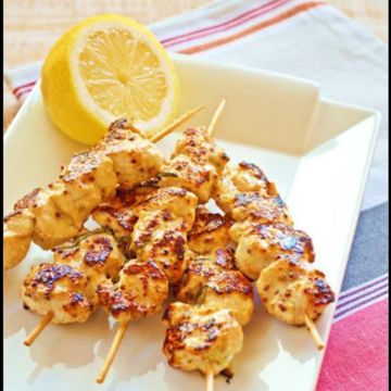 Air Fried Lemon Pepper Chicken Skewers w/ Waffle Fries