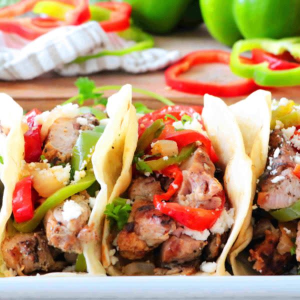4 Chicken roasted peppers and onions tacos