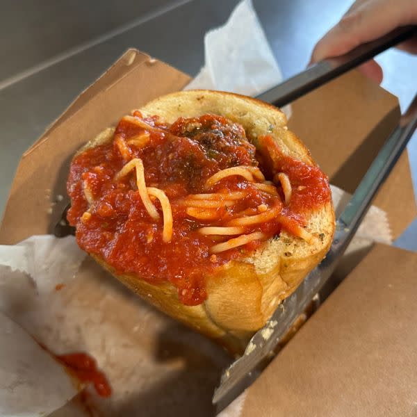 Spaghetti and Meatballs Sandwich