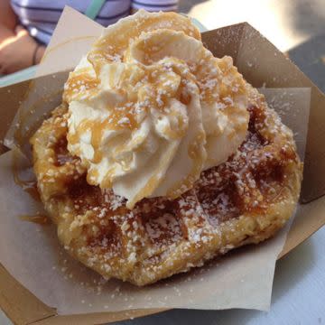 Sea Salt & Caramel Sugar Waffle with Fresh Maker's Mark Bourbon Whipped Cream