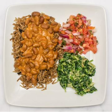 Pilau, Beans & Spinach 