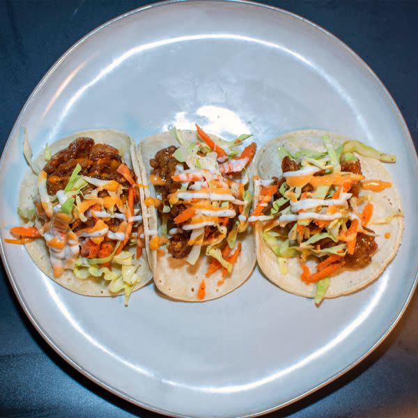 Korean Chicken Tacos w/ Fries or Salad