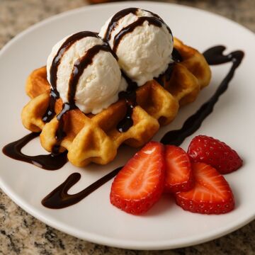 Waffle with ice cream