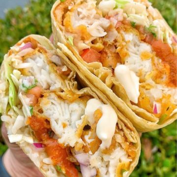 Baja battered fish burrito