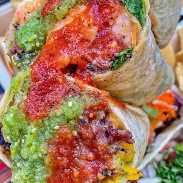 Burrito,  choice, steak , chicken or pastor burrito