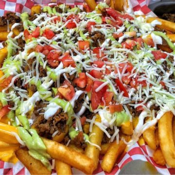 Choice your fries , steak , chicken or pastor fries