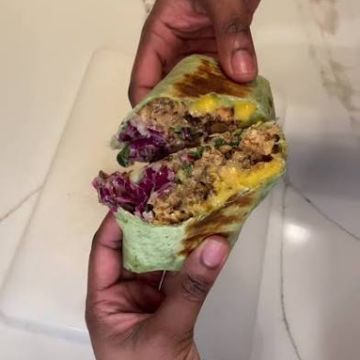 BBQ Jerk Salmon Cheese Steak Wrap