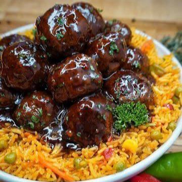 BBQ Jerk Meatball Rice Bowl
