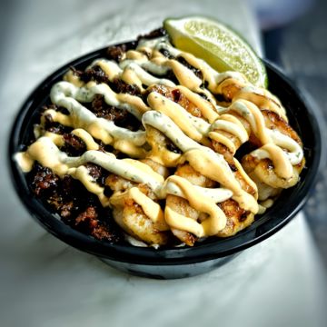 Kalbi steak and shrimp bowl