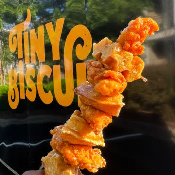 Chicken and waffle kebab