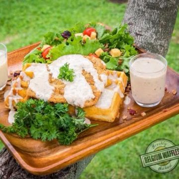 Country Fried Steak Waffle w/ Side Salad