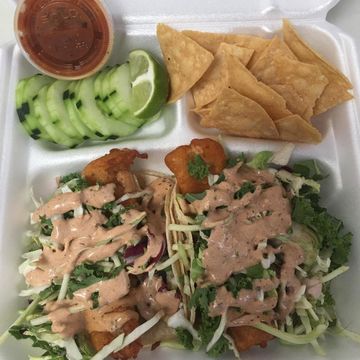 Seafood taco trio