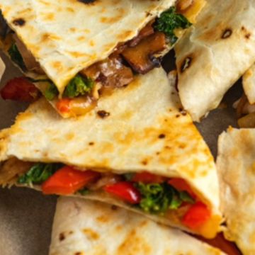 Veggie Quesadilla Combo. Serve with Rice, Beans or Fries. Also with a refreshing 24oz Aguas Frescas Drink.