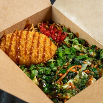 Japanese Style Yakisoba Noodles with Assorted Vegetables (Comes w a side of Japanese Vegetable Croquette)