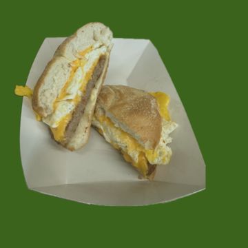 166 Sausage, Egg, & Cheese on a Kaiser roll / Salchicha, huevo y queso en un panecillo Kaiser