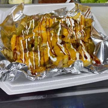 Loaded chicken/pork nachos
